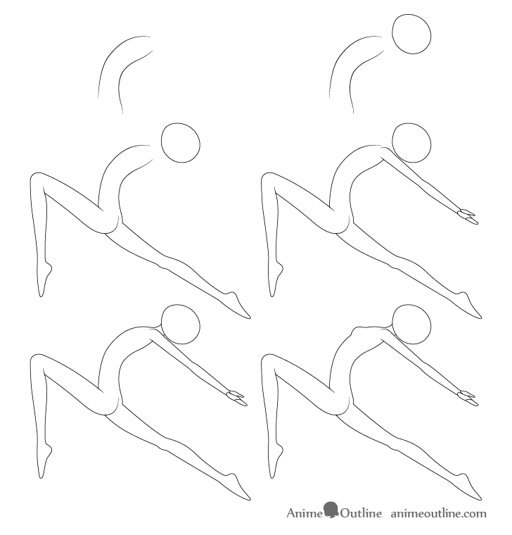 Anime ballet pose drawing step by step