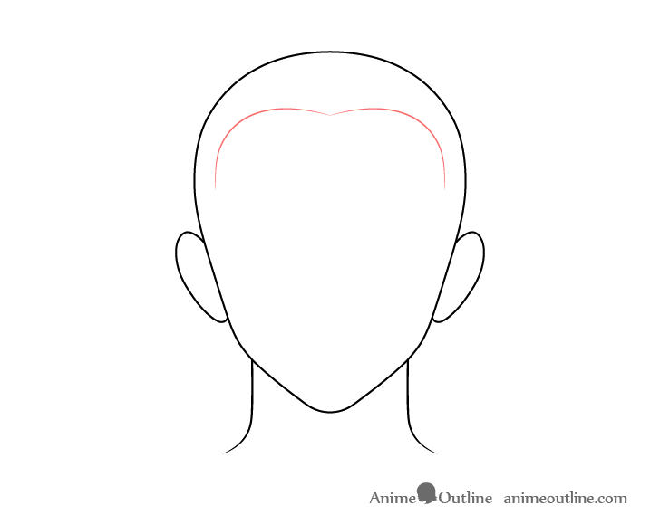 Anime buzz cut male hair front drawing