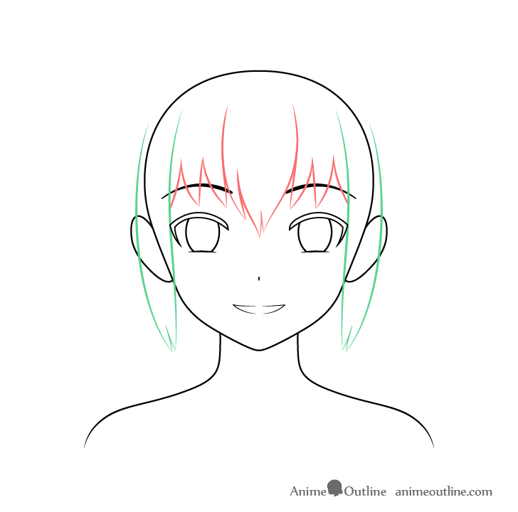 Anime Christmas girl hair sides drawing