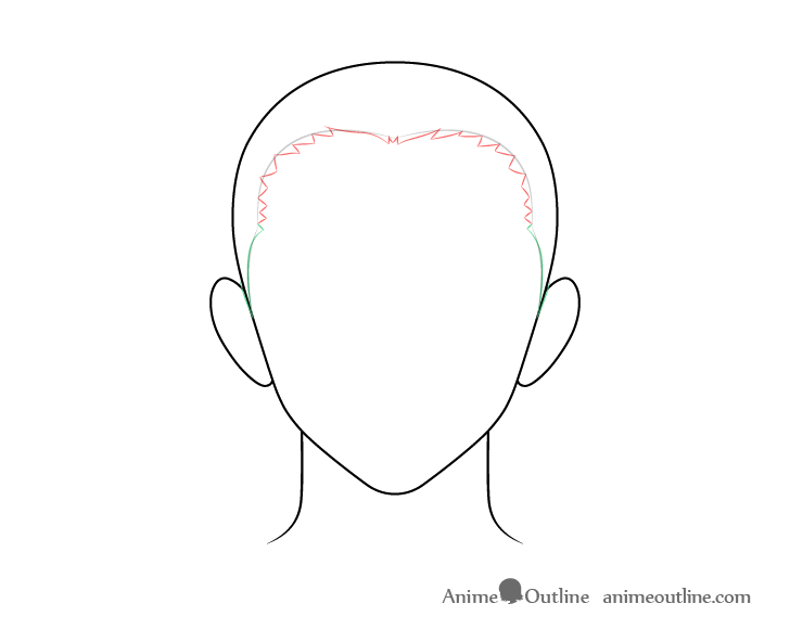 Anime combed back male hair sides drawing