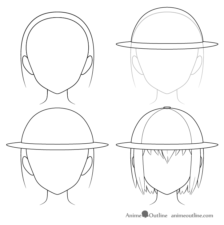 Anime explorer hat drawing step by step