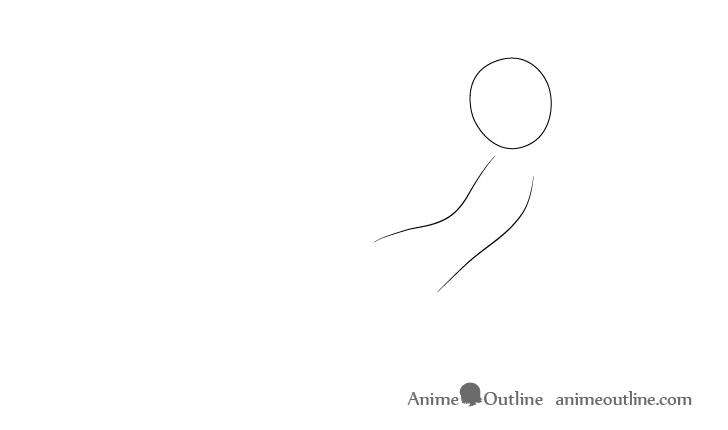 Anime flying kick pose head drawing