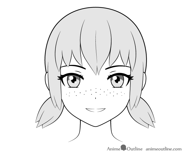 Anime freckles across face drawing