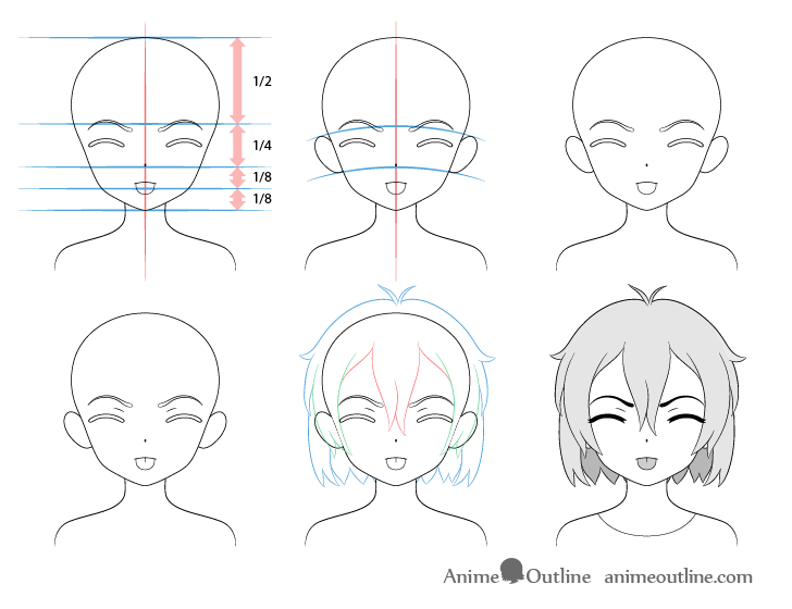 Anime girl tongue out angry teasing face drawing step by step