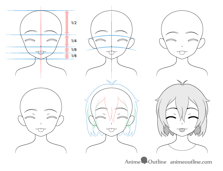 Anime girl tongue out teasing face drawing step by step