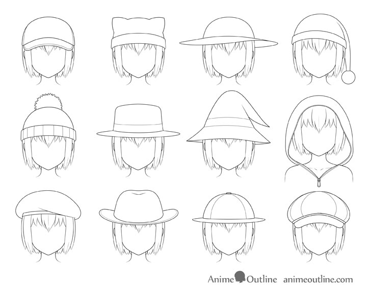 Anime hats drawing