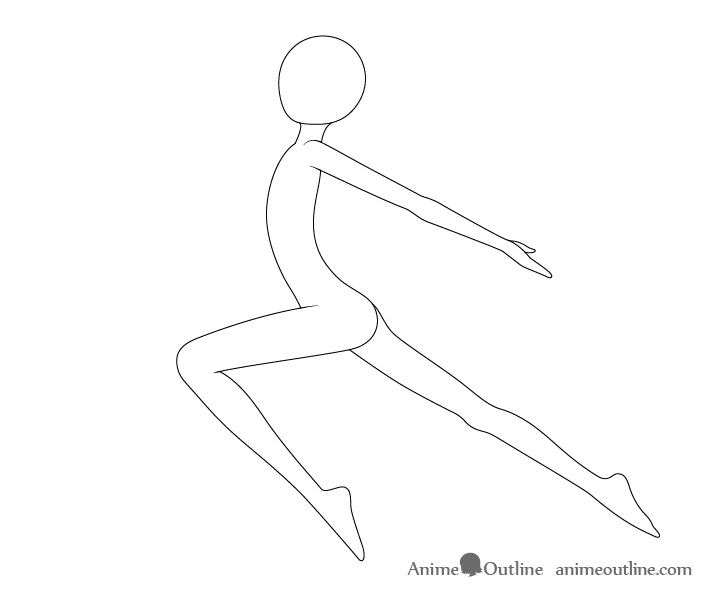 Anime leaping pose neck drawing