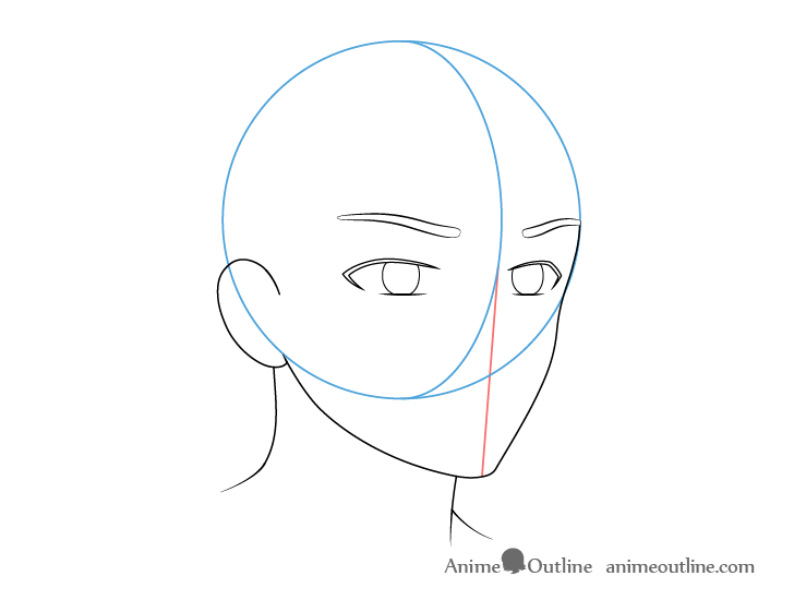 Anime male face 3/4 view eyebrows drawing