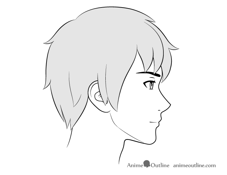 Anime male face side view normal expression drawing