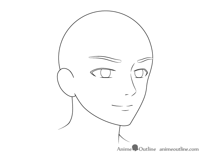 Anime male facial features 3/4 view drawing