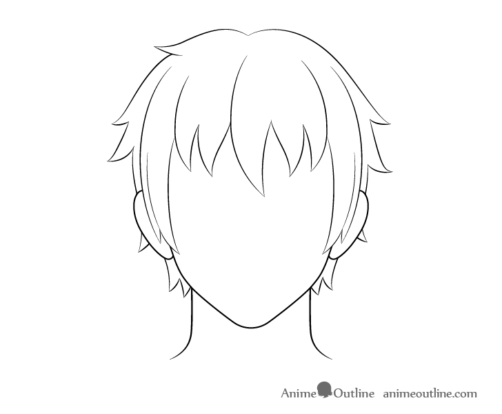 Anime male hair line drawing