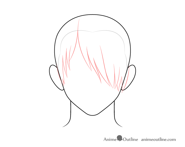 Anime male hair over one eye front drawing