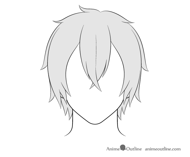 Anime medium long male hair drawing