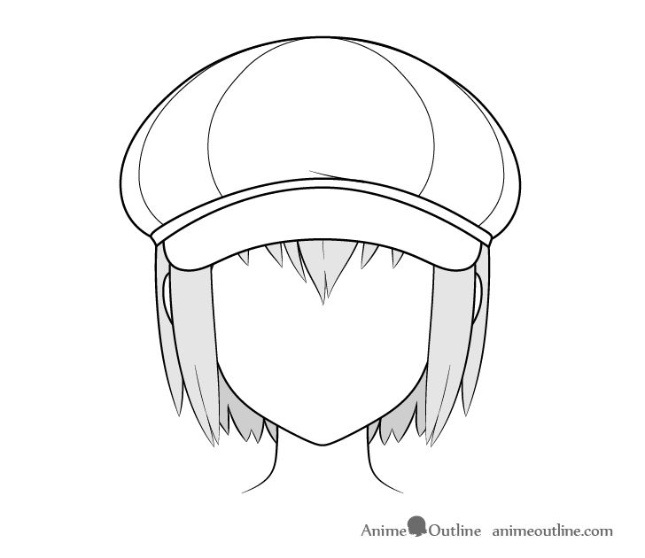 Anime newsboy cap drawing