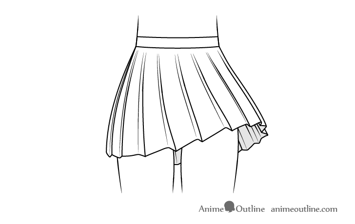 Anime school skirt blowing in wind drawing