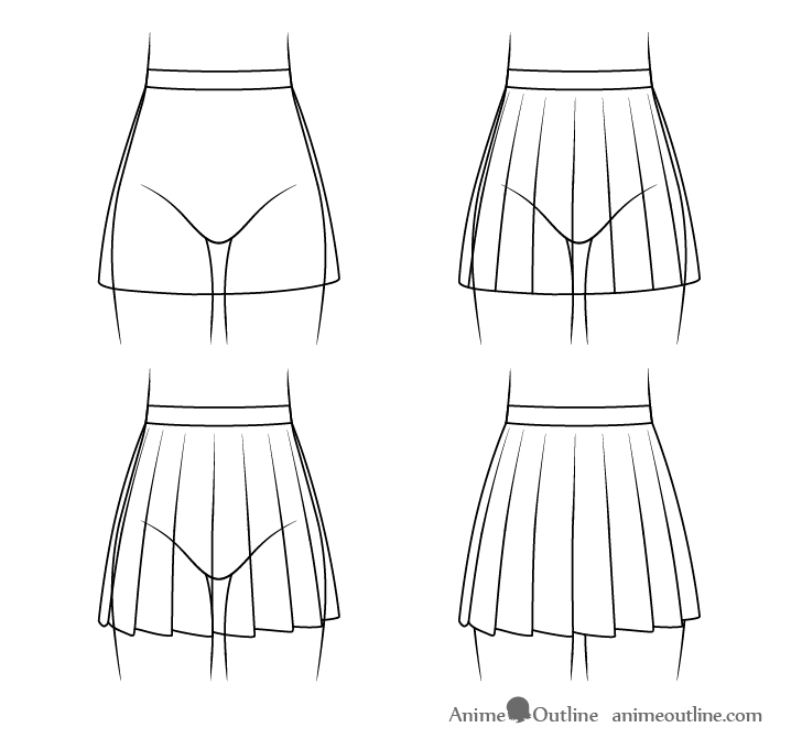 Anime school skirt drawing step by step