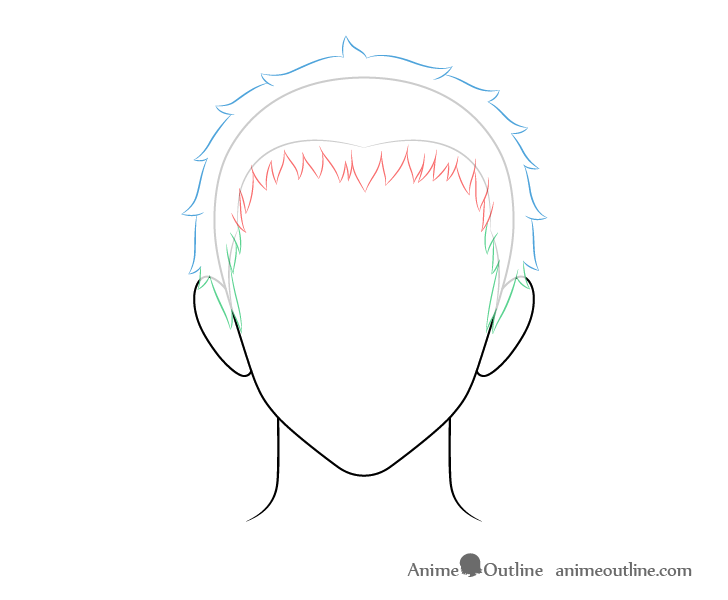 Anime short male hair back and top drawing