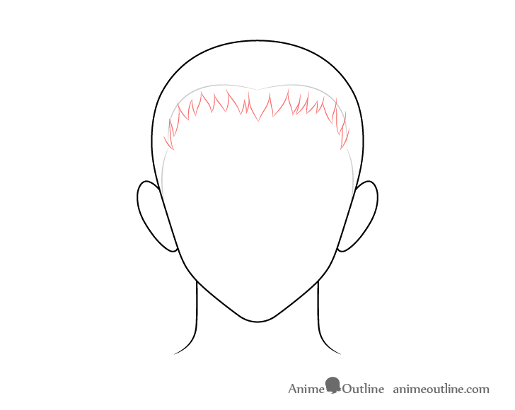 Anime short male hair front drawing