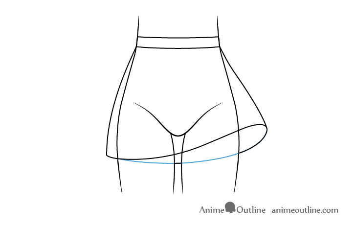 Anime skirt blowing in wind line drawing