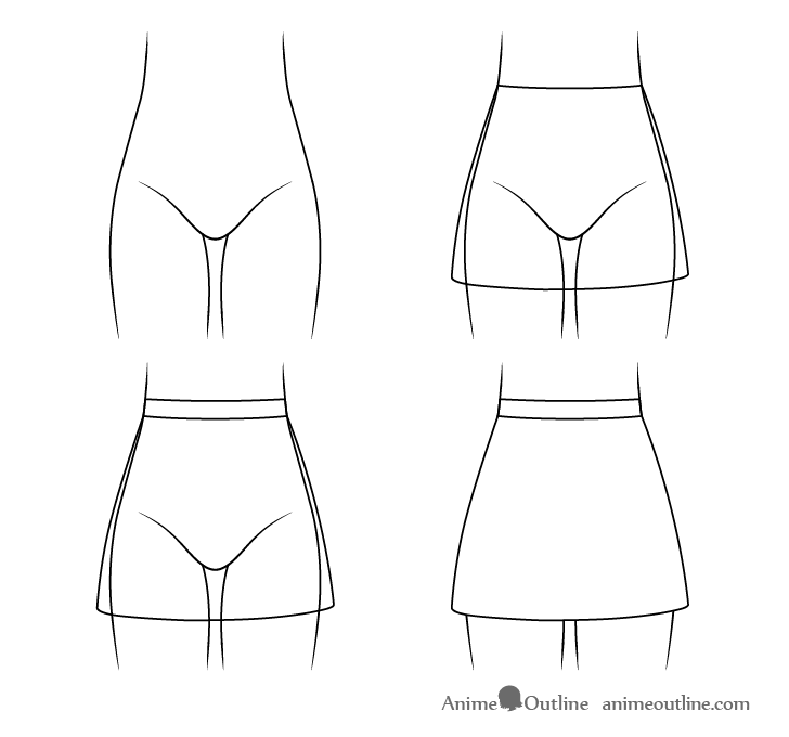 Anime skirt drawing step by step