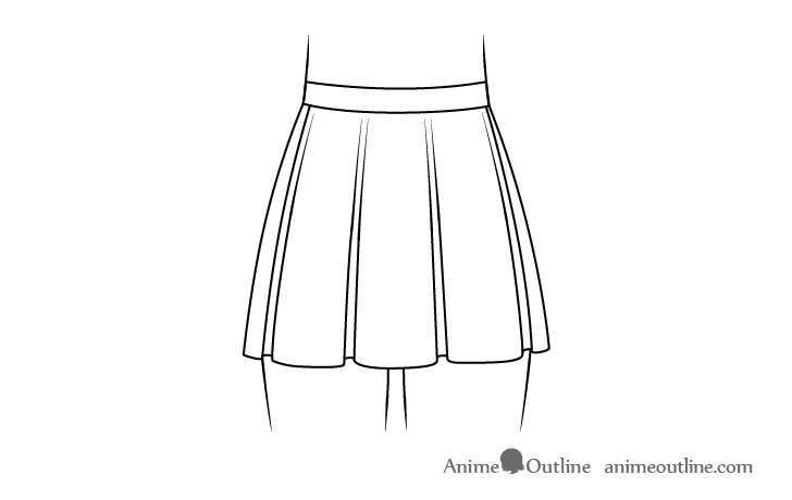 Anime skirt with folds drawing