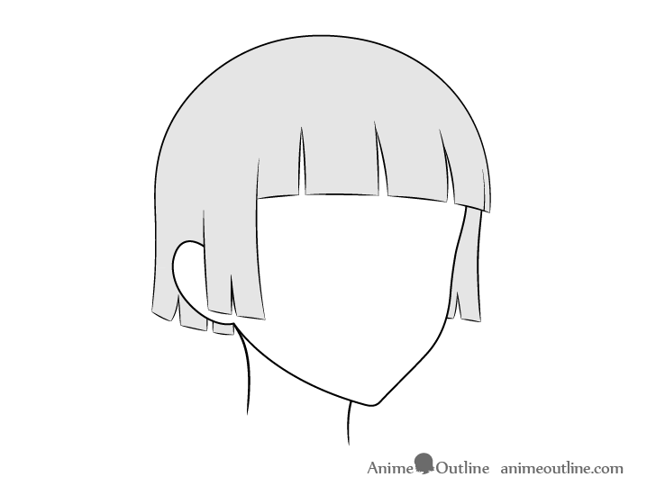 Anime trimmed hair wind 3/4 view drawing