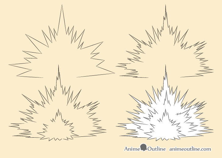 Blast explosion drawing step by step