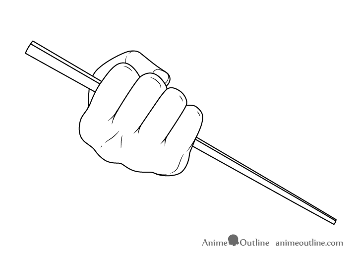 Hand holding chopsticks in fist drawing