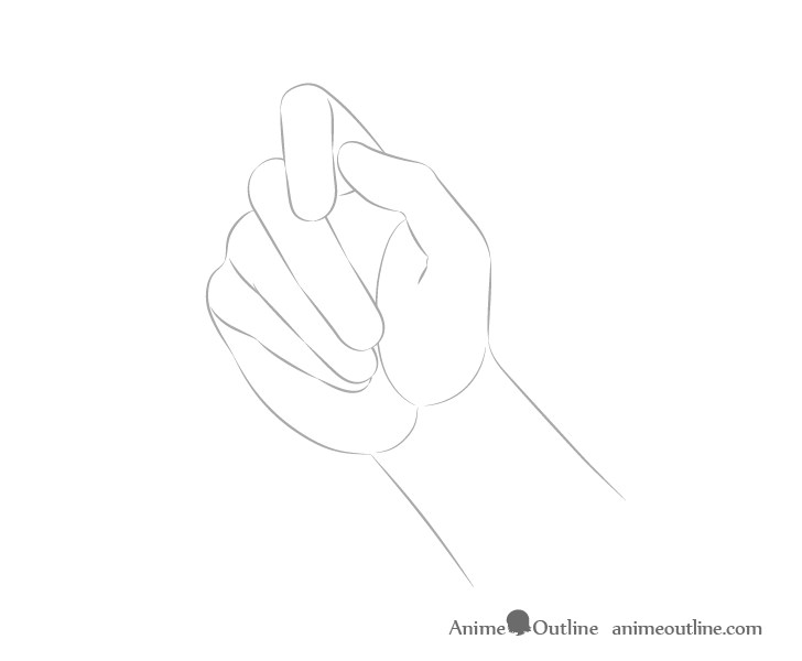 Hand holding chopsticks palm view arm drawing
